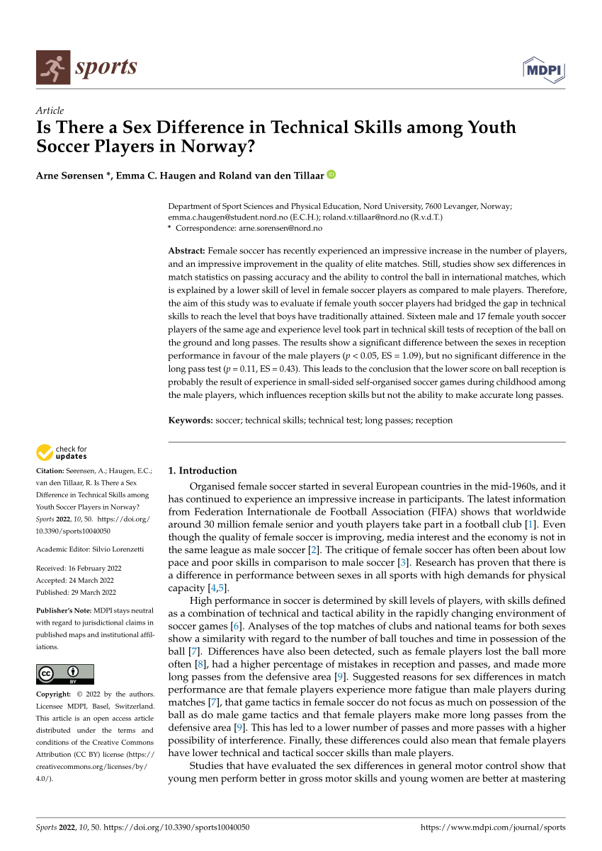 PDF) Is There a Sex Difference in Technical Skills among Youth Soccer Players in Norway? photo