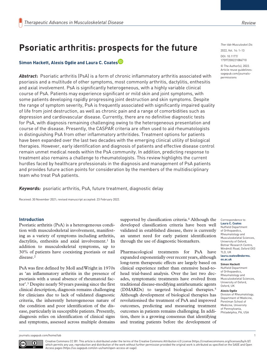 Sex-related differences in patient characteristics, and efficacy and safety  of advanced therapies in randomised clinical trials in psoriatic arthritis:  a systematic literature review and meta-analysis - The Lancet Rheumatology