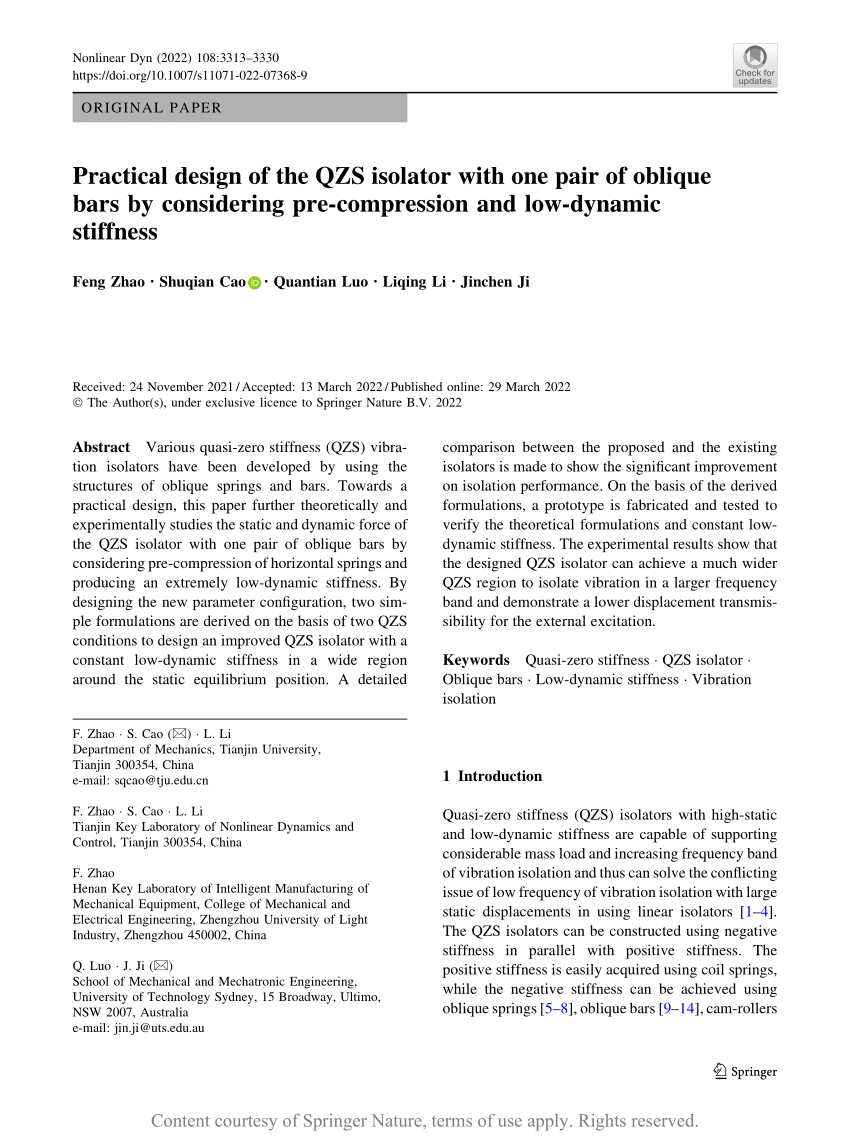 An improved quasi-zero stiffness isolator with two pairs of oblique springs  to increase isolation frequency band