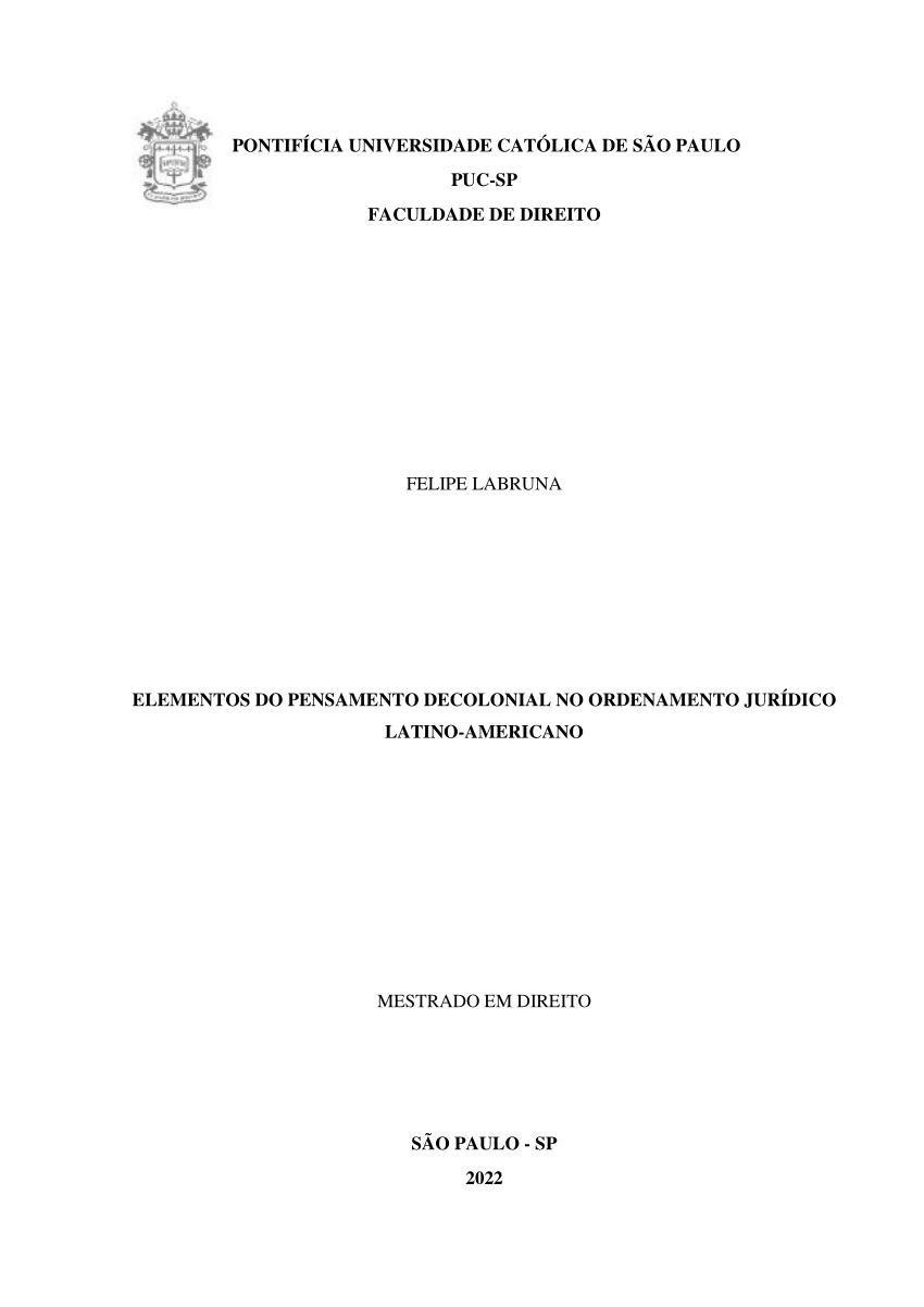 (PDF) Elementos do pensamento decolonial no ordenamento jurídico latino ...