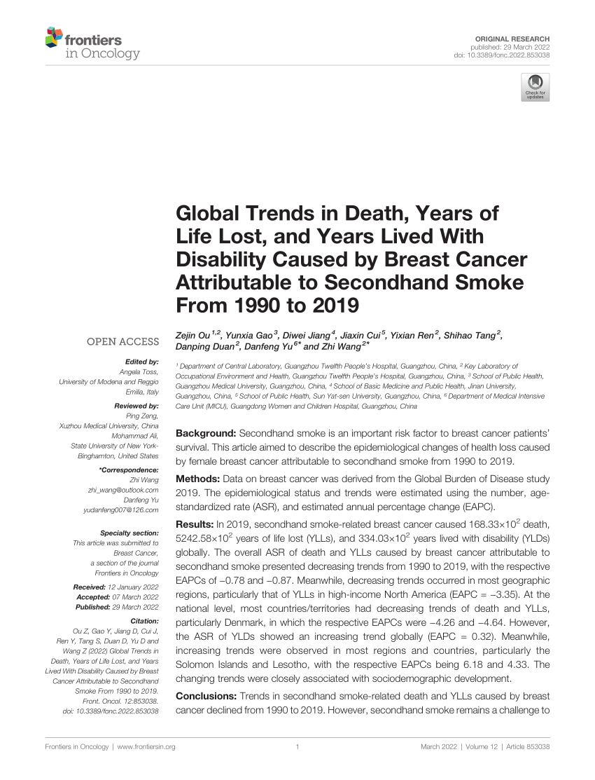 Pdf Global Trends In Death Years Of Life Lost And Years Lived With Disability Caused By