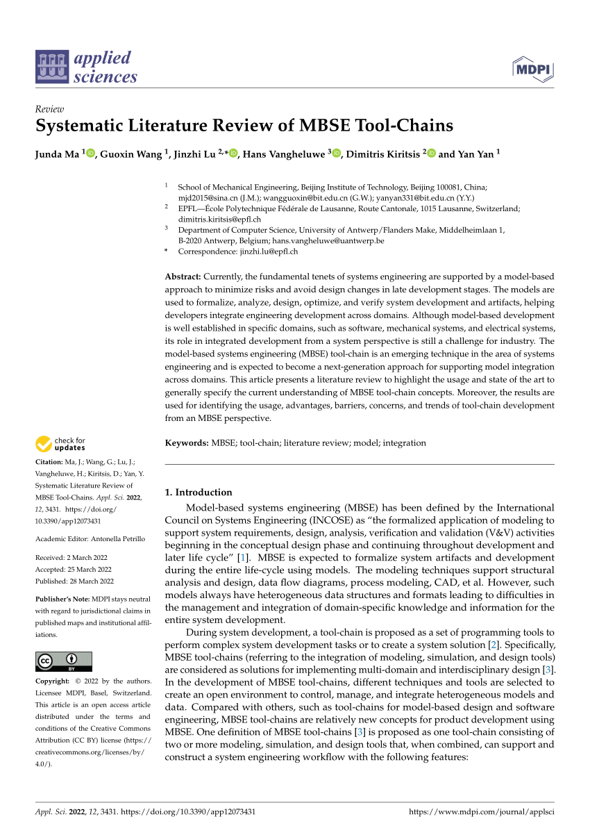 systematic literature review of mbse tool chains