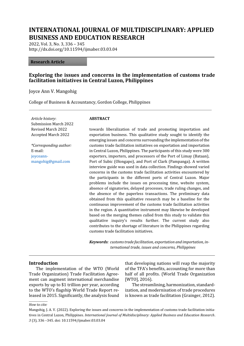 research topics in customs administration philippines