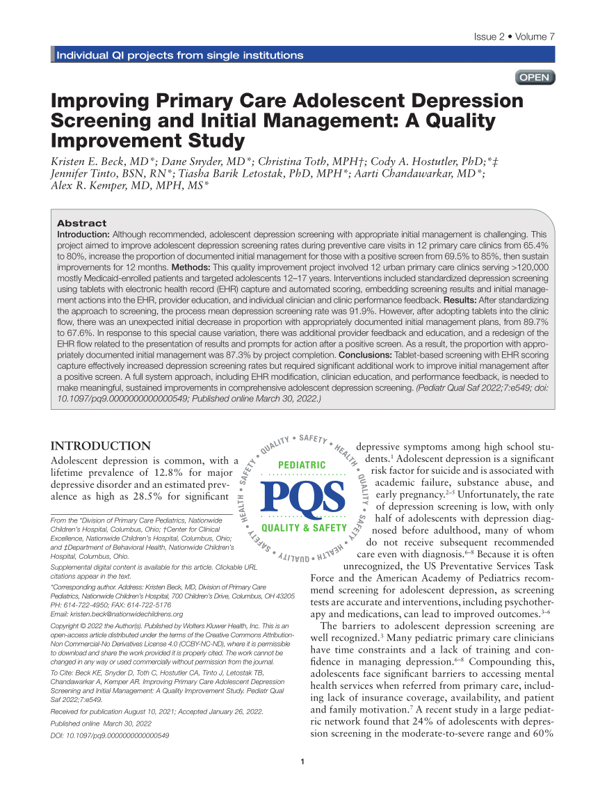 pdf-improving-primary-care-adolescent-depression-screening-and