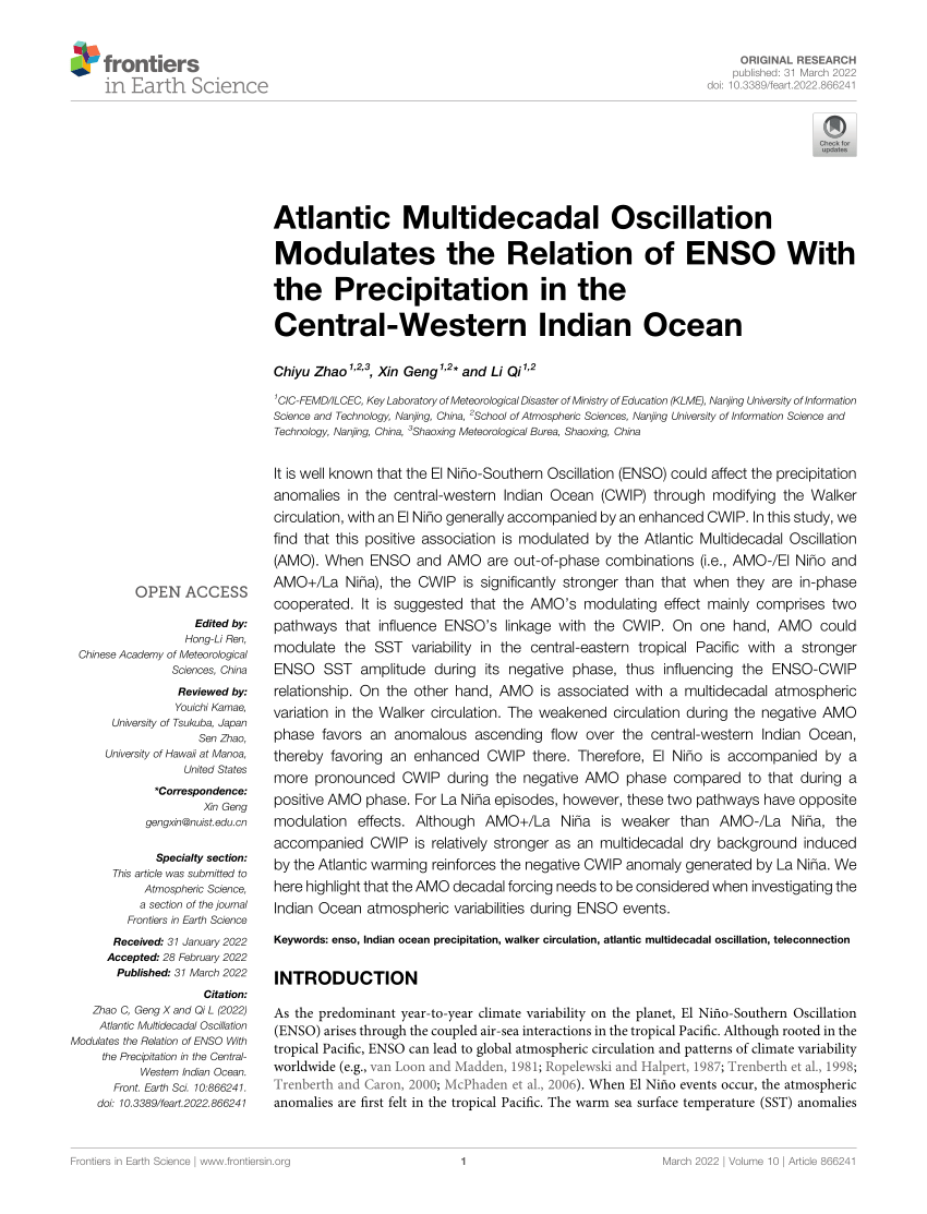 ACP - Atlantic Multidecadal Oscillation modulates the relationship