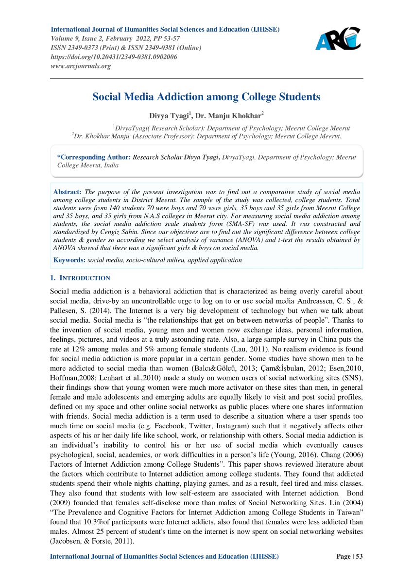 research articles on social media addiction