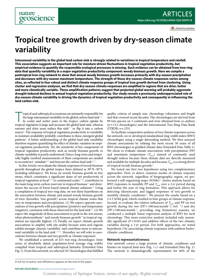 PDF) Tropical tree growth driven by dry-season climate variability