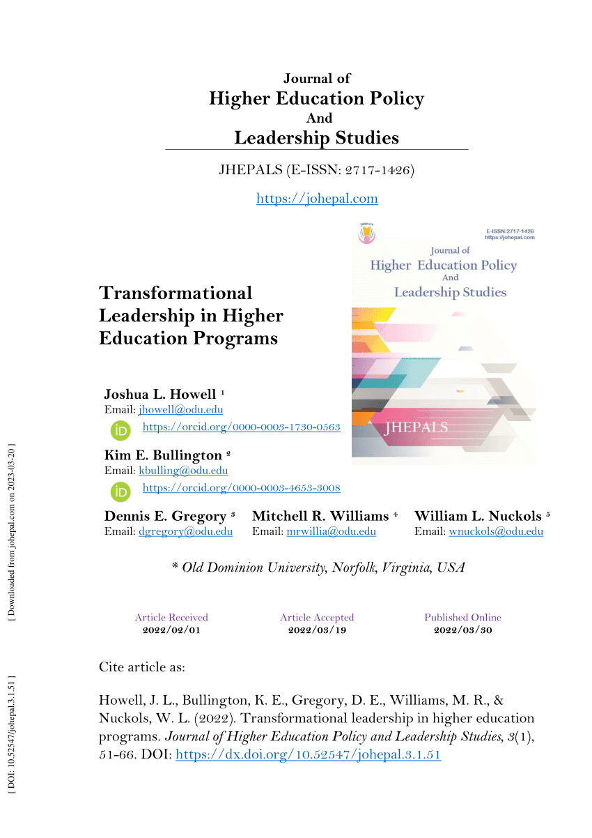 effective leadership in higher education a literature review