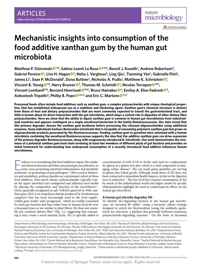 Mechanistic insights into consumption of the food additive xanthan gum by  the human gut microbiota