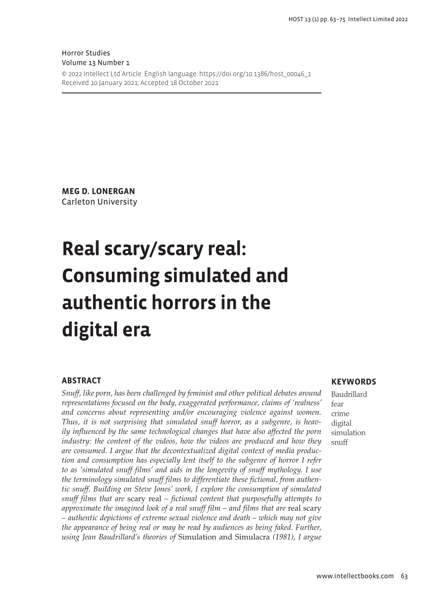 Actual Snuff Porn - PDF) Real scary/scary real: Consuming simulated and authentic horrors in  the digital era
