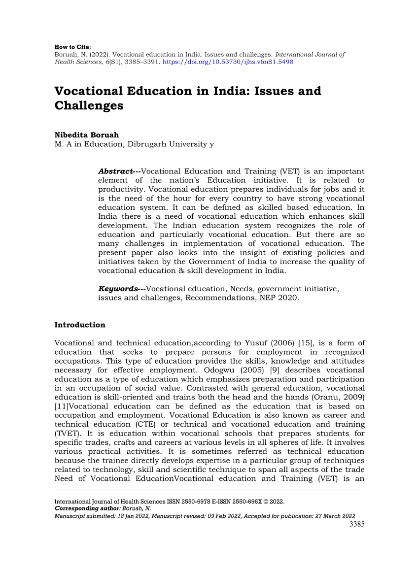 report writing on vocational education in india