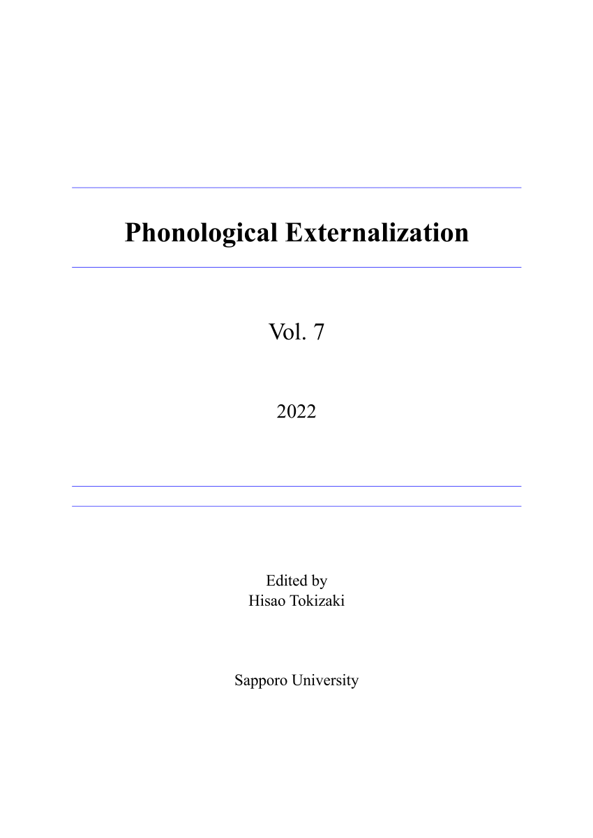 PDF) Grammaticalization and Sequential Voicing in Japanese