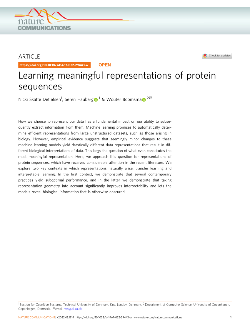 learning meaningful representations of protein sequences