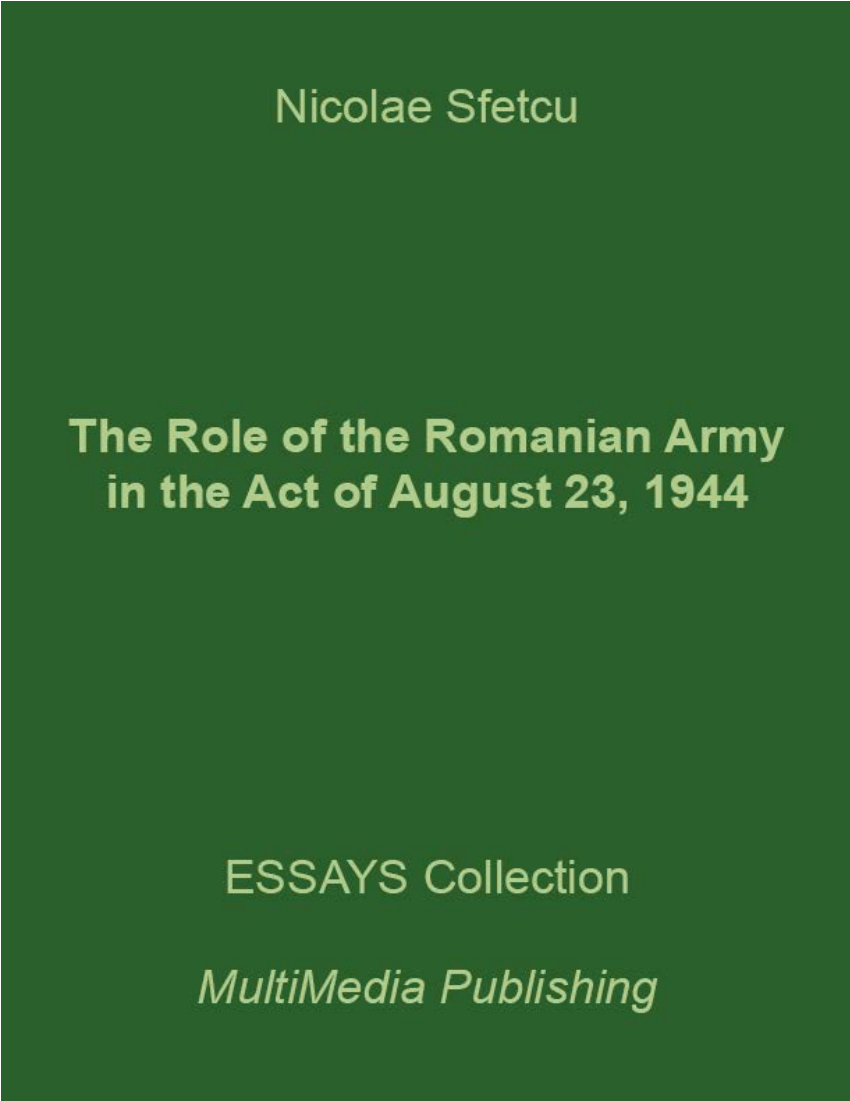 The Role the Romanian Army in the Act of 23, 1944
