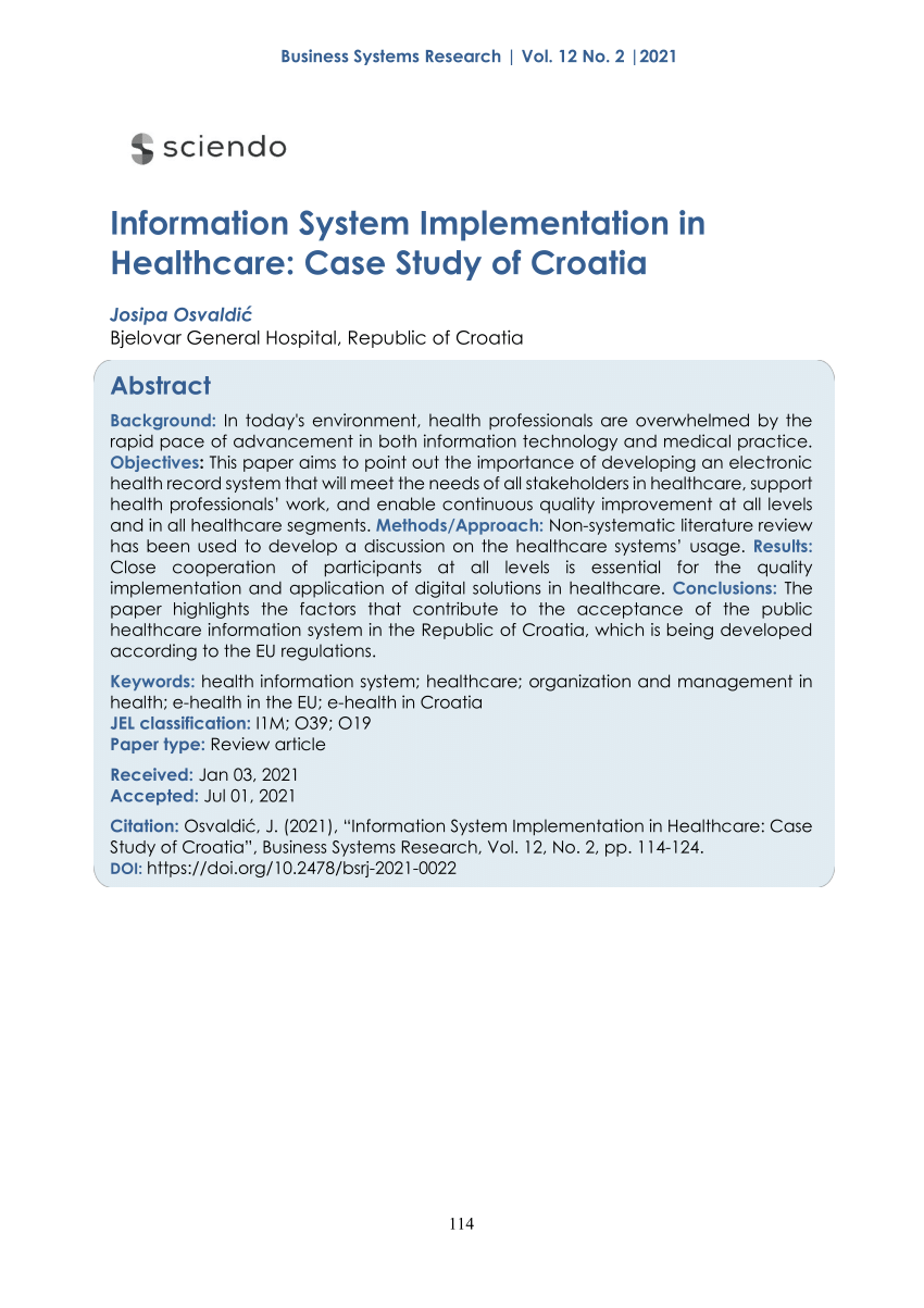 case study of information system implementation in healthcare