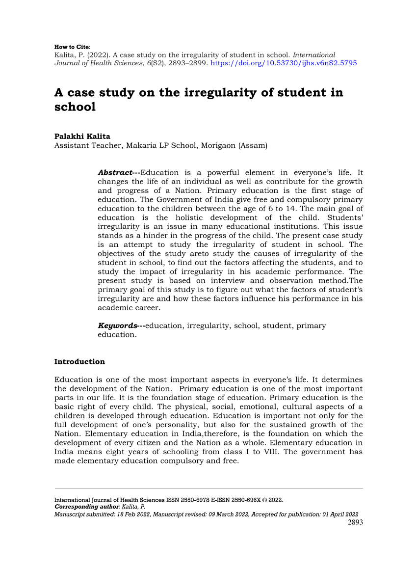 case study of irregular student