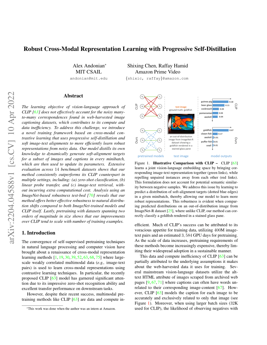 Pdf Robust Cross Modal Representation Learning With Progressive Self Distillation