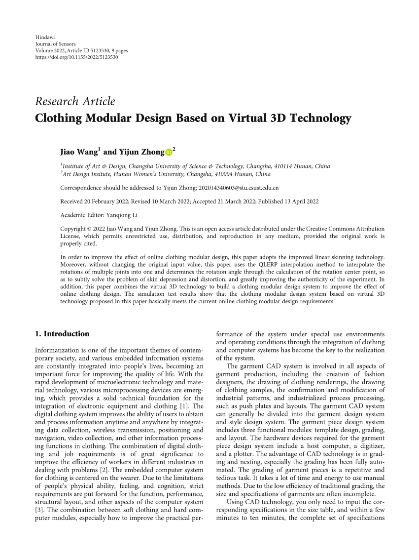 PDF) Clothing Modular Design Based on Virtual 3D Technology