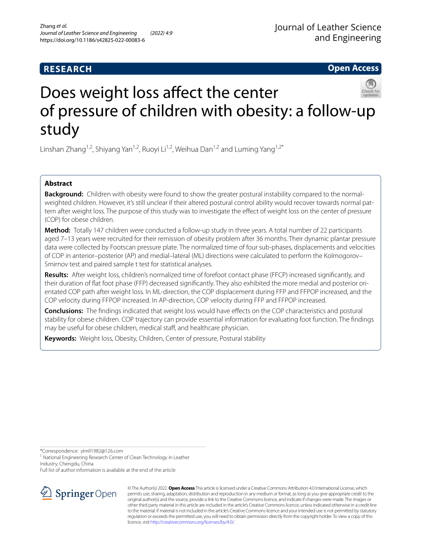 (PDF) Does weight loss affect the center of pressure of children with