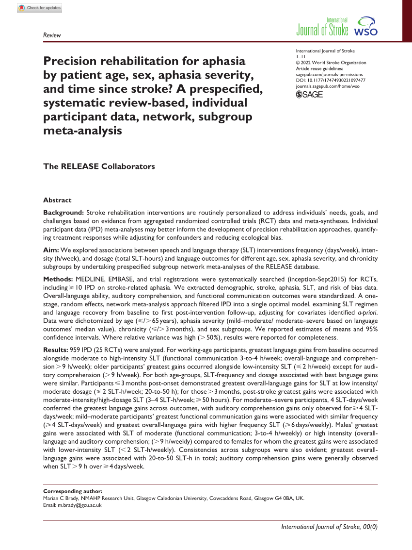 Pdf Precision Rehabilitation For Aphasia By Patient Age Sex Aphasia