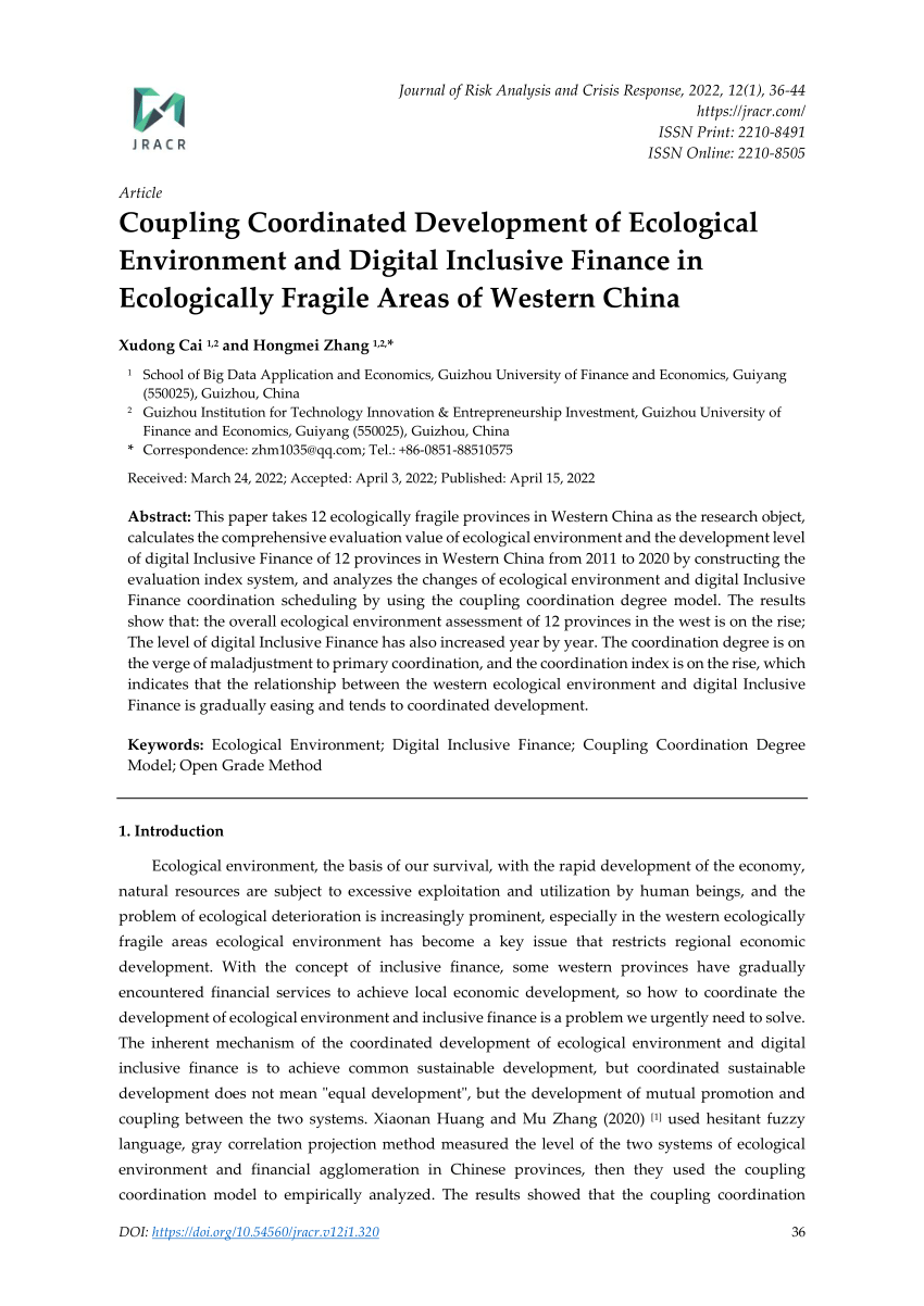 (PDF) Coupling Coordinated Development of Ecological Environment and ...
