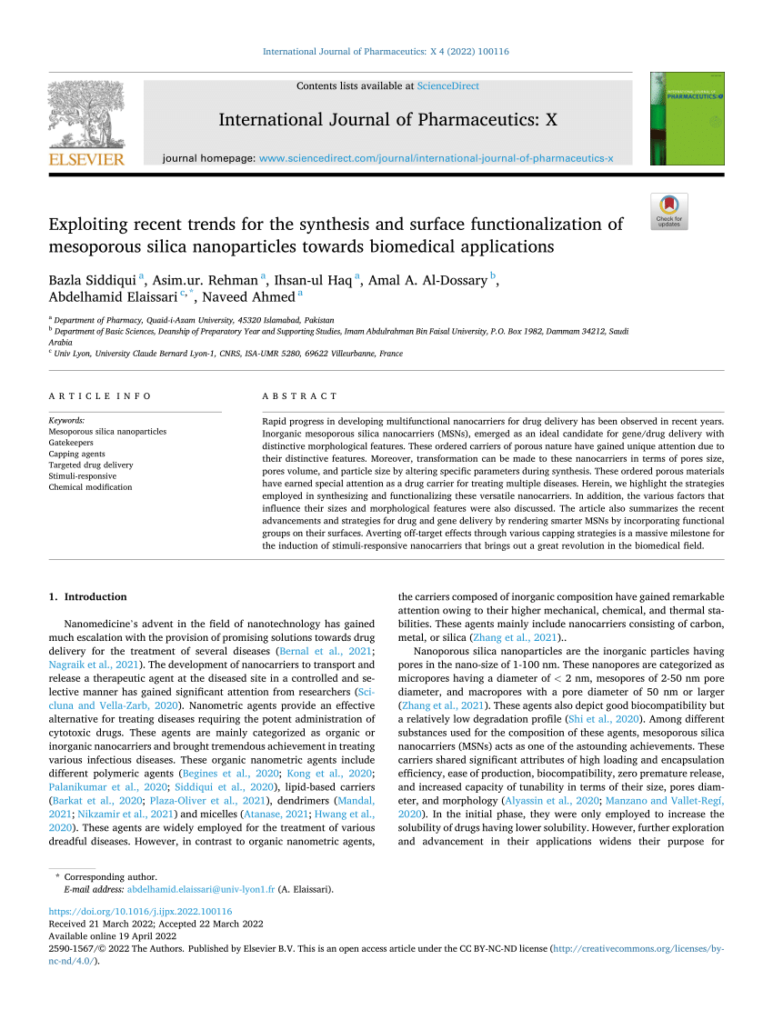 Biosafety of mesoporous silica nanoparticles; towards clinical translation  - ScienceDirect