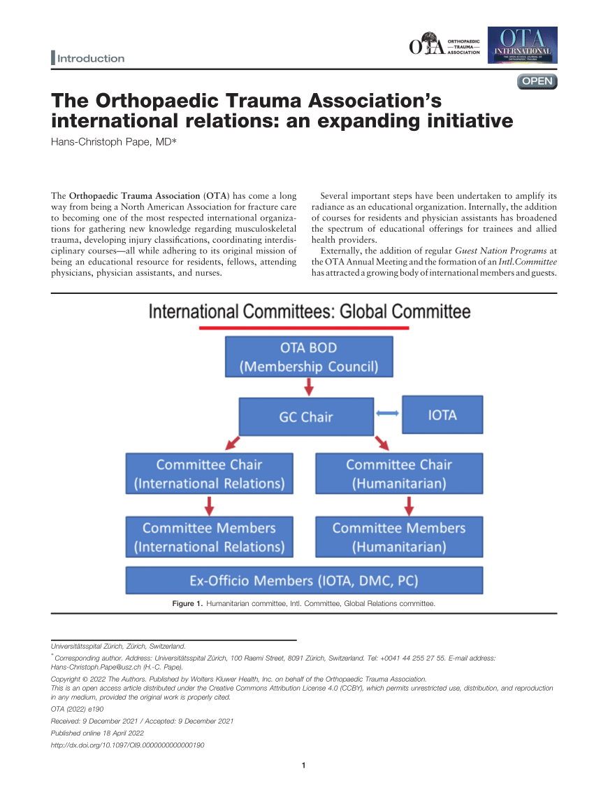 (PDF) The Orthopaedic Trauma Association's international relations an