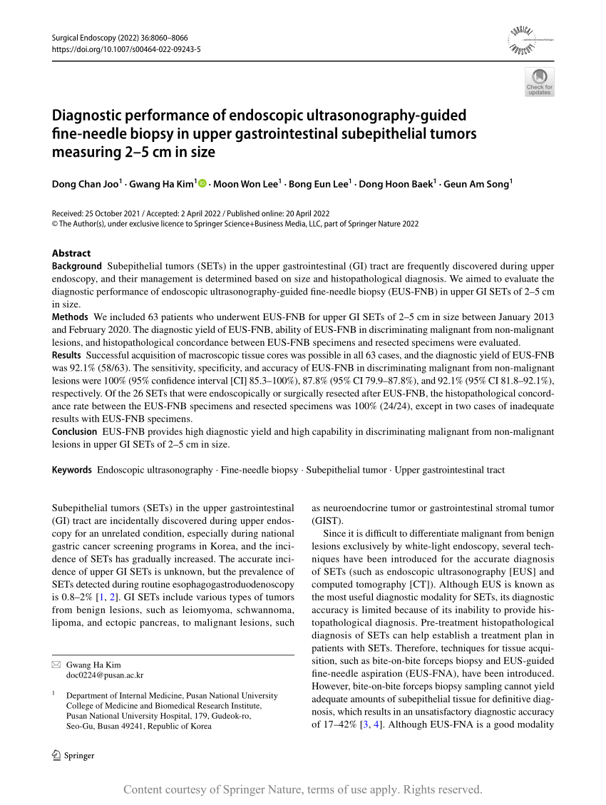 Diagnostic Performance Of Endoscopic Ultrasonography Guided Fine Needle Biopsy In Upper