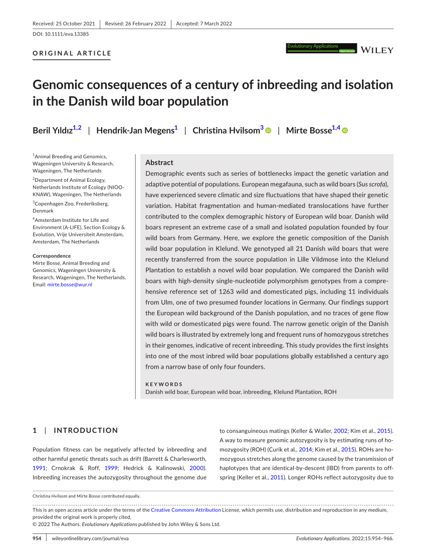 PDF) Genomic consequences of a century of inbreeding isolation in the Danish wild boar population