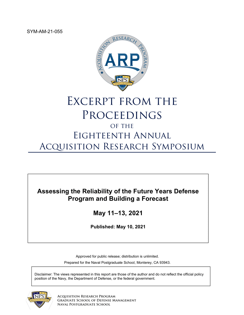 (PDF) Assessing the Reliability of the Future Years Defense Program and