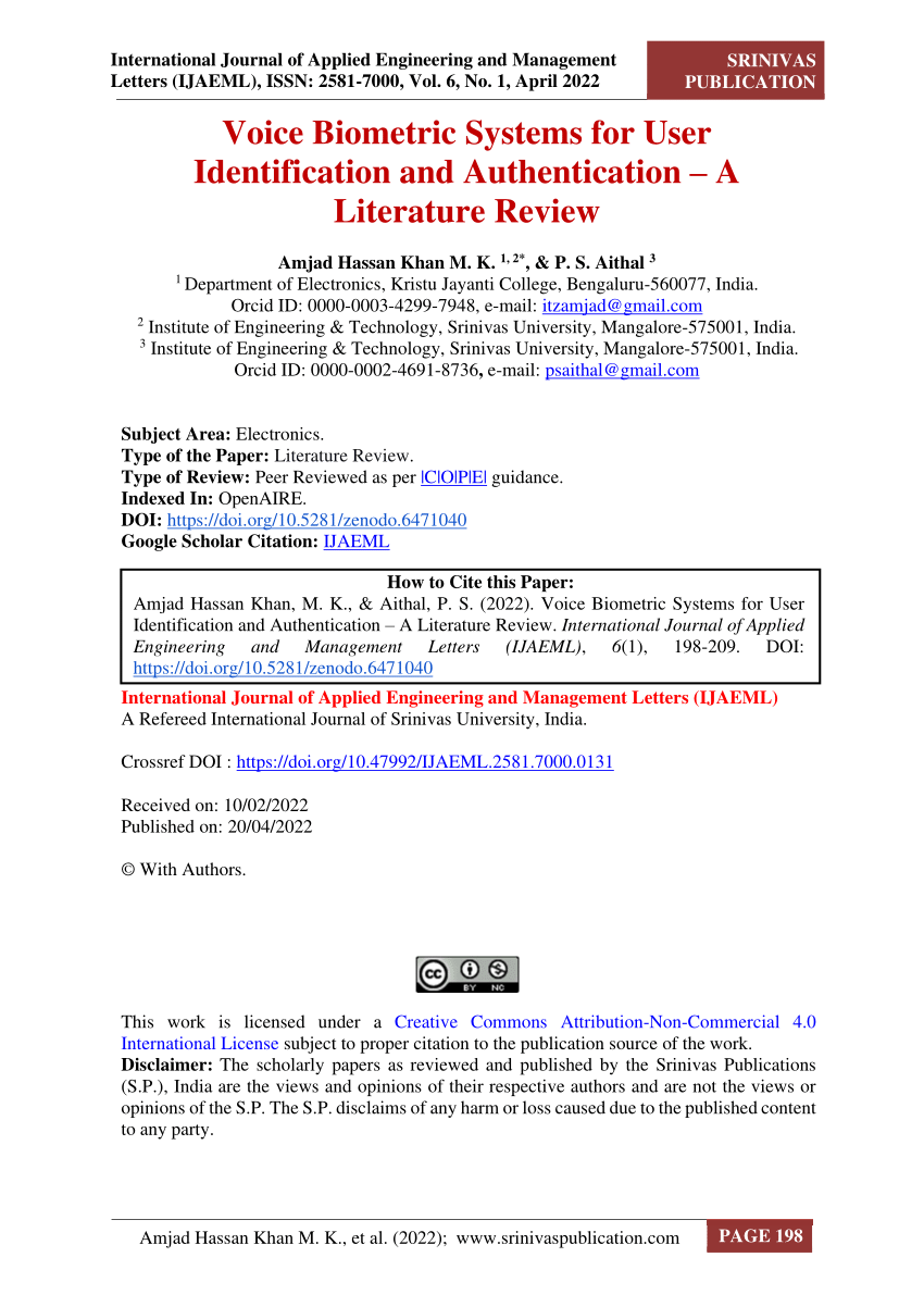 literature review on biometric system