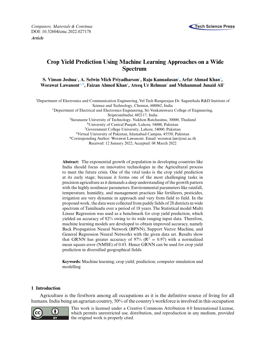 crop yield prediction using machine learning thesis pdf