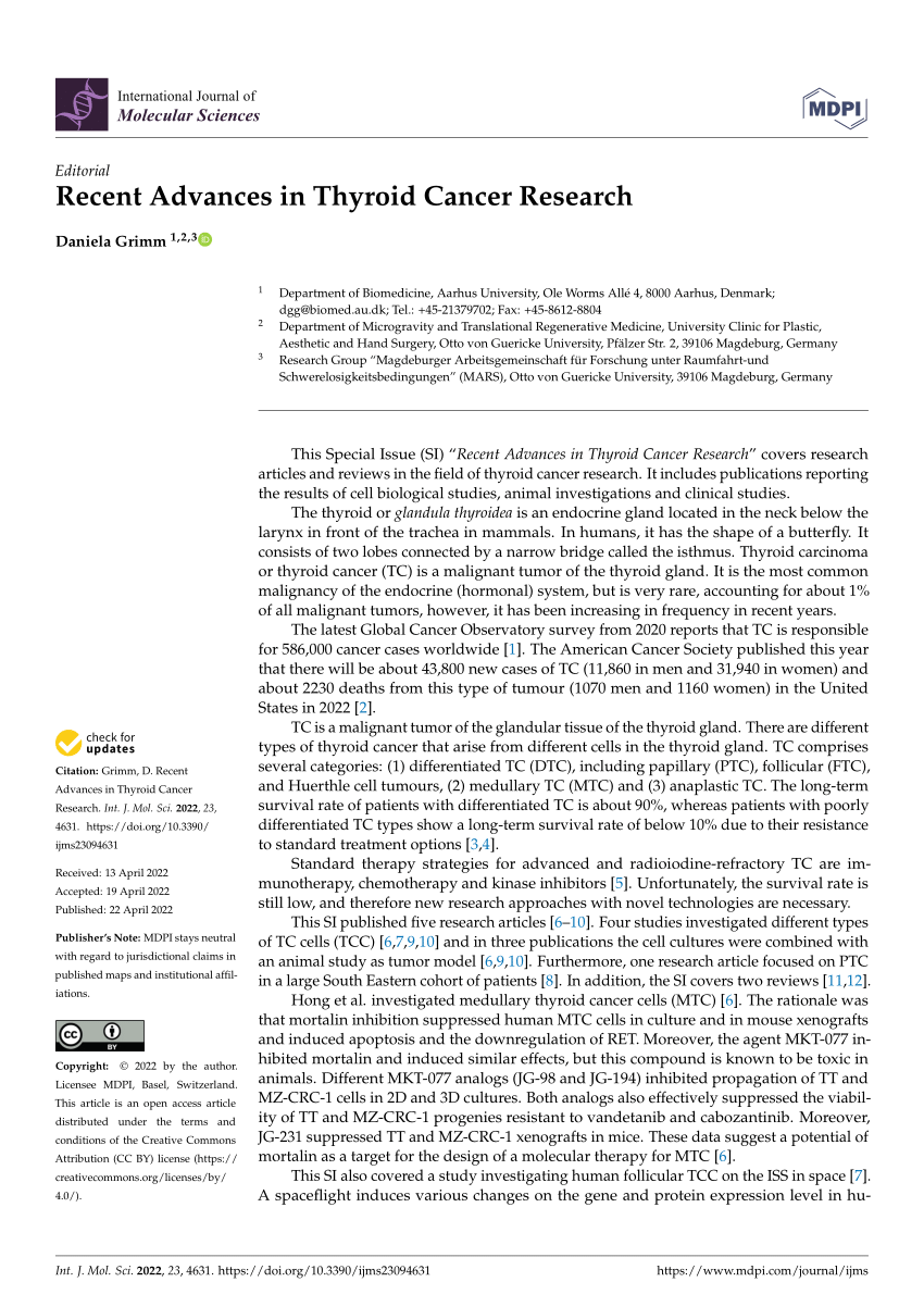 thyroid cancer research articles