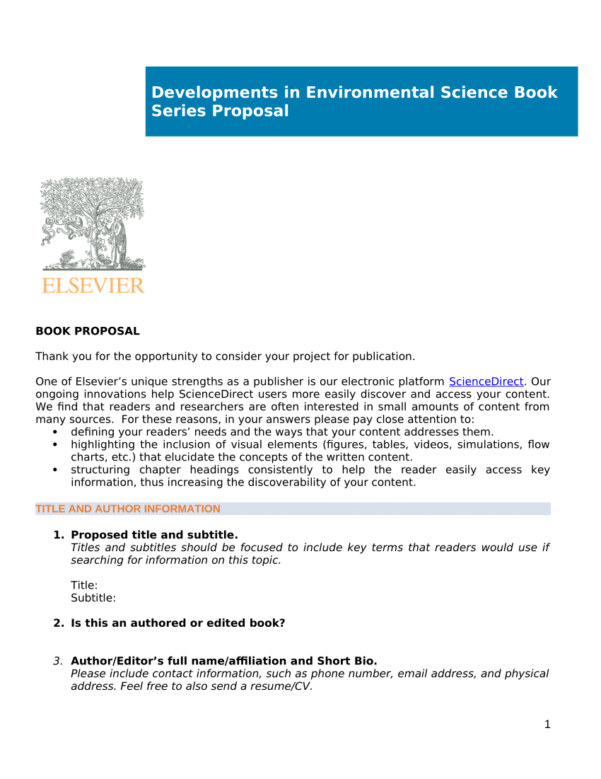 (PDF) Elsevier Call for Book Proposal (Text, Reference, Edited, Author