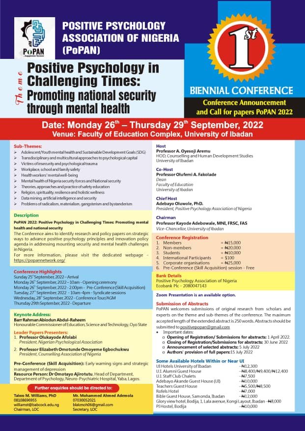 (PDF) 2022 Positive psychology conference in Nigeria Conference