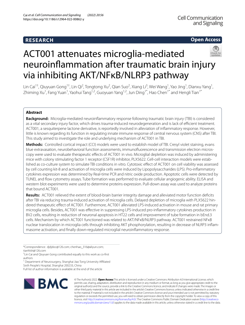 PDF) ACT001 attenuates microglia-mediated neuroinflammation after 