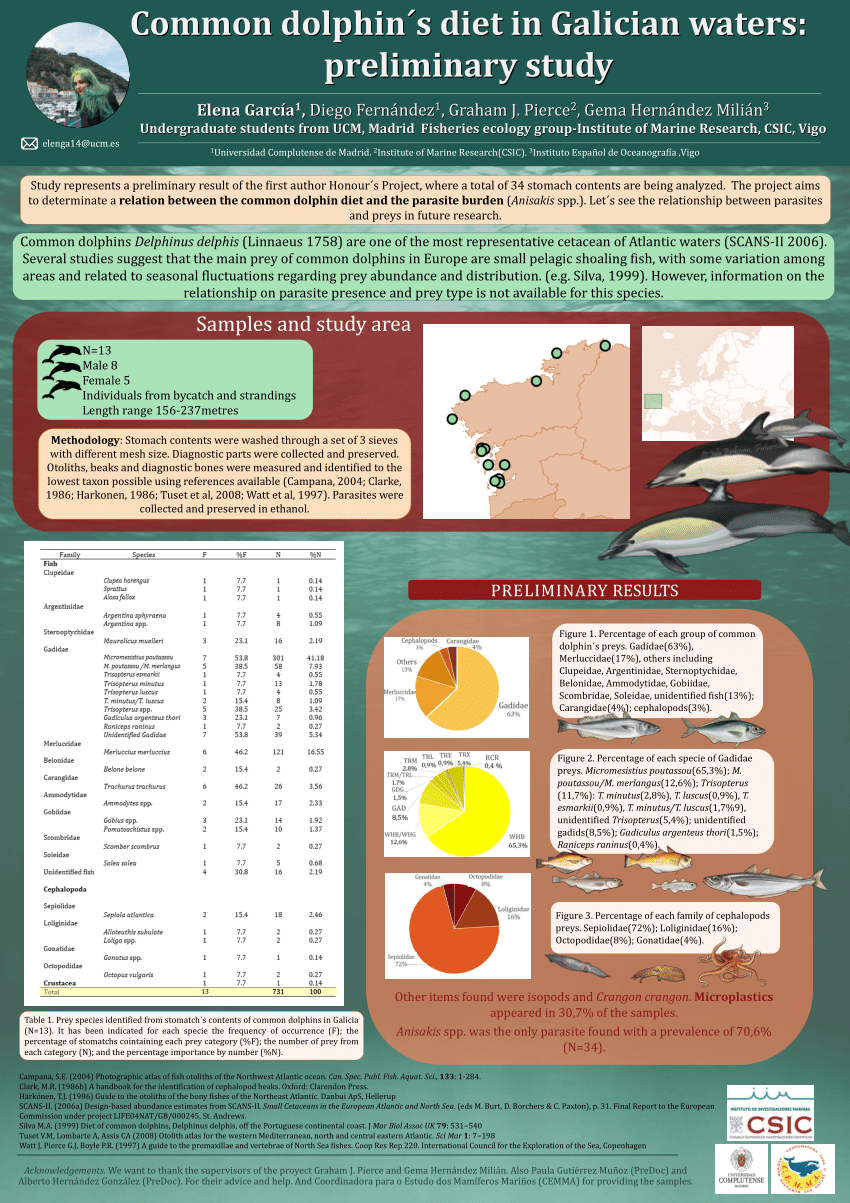 (PDF) Common dolphin´s diet in Galician waters: preliminary study