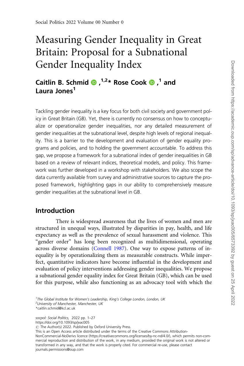 short research proposal about gender inequality