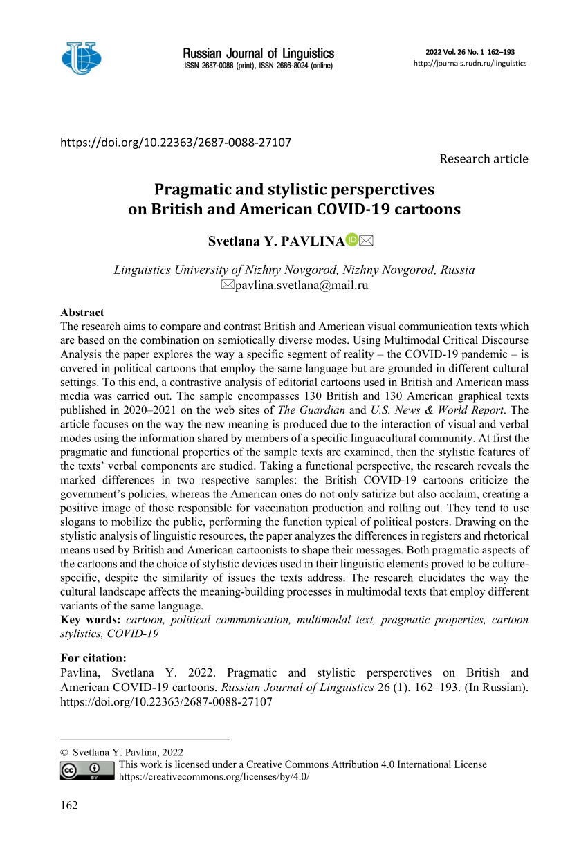 PDF) Pragmatic and stylistic persperctives on British and American COVID-19  cartoons