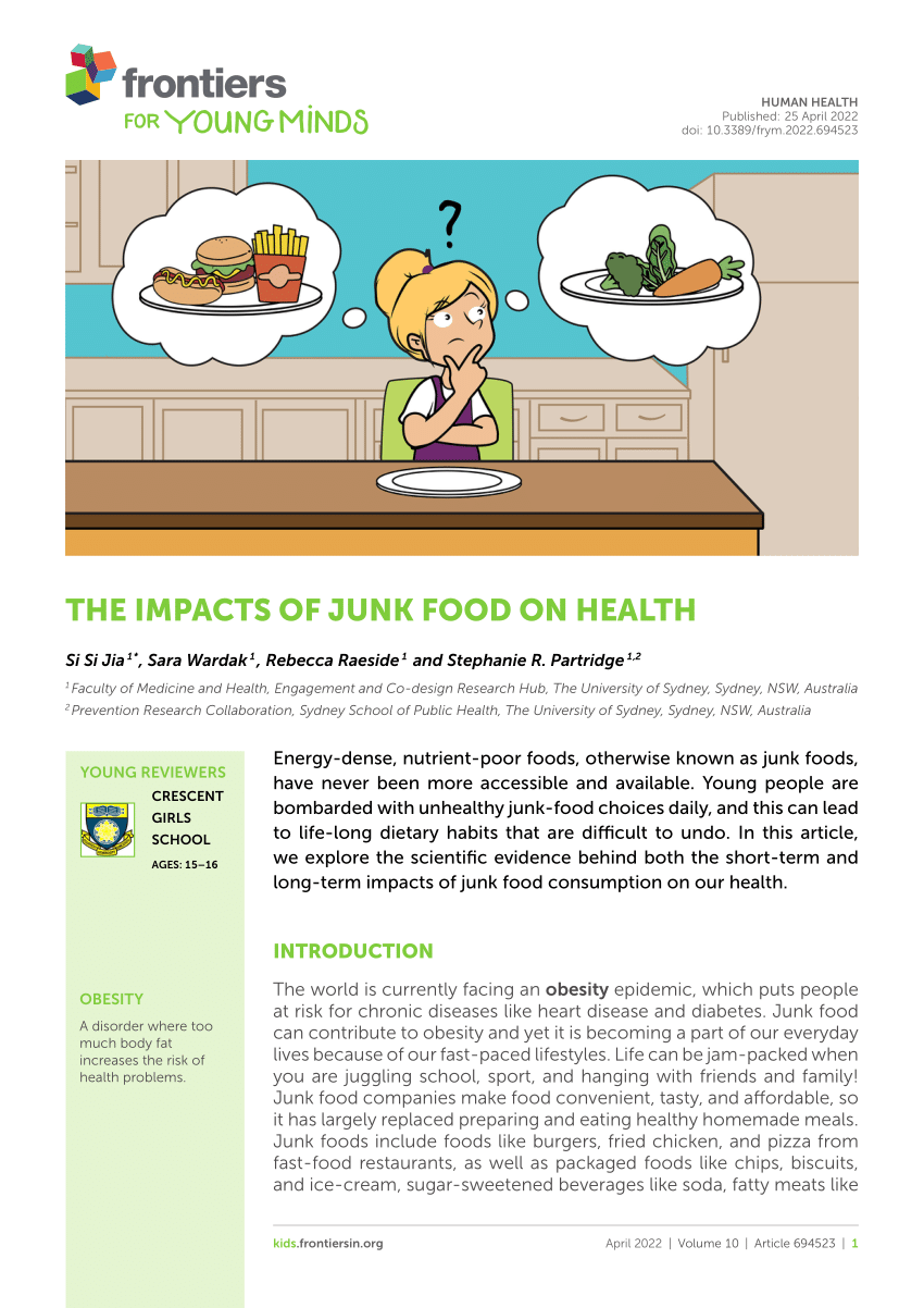 research articles on junk food