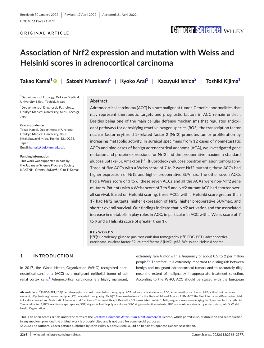 PDF) Association of Nrf2 expression and mutation with Weiss and