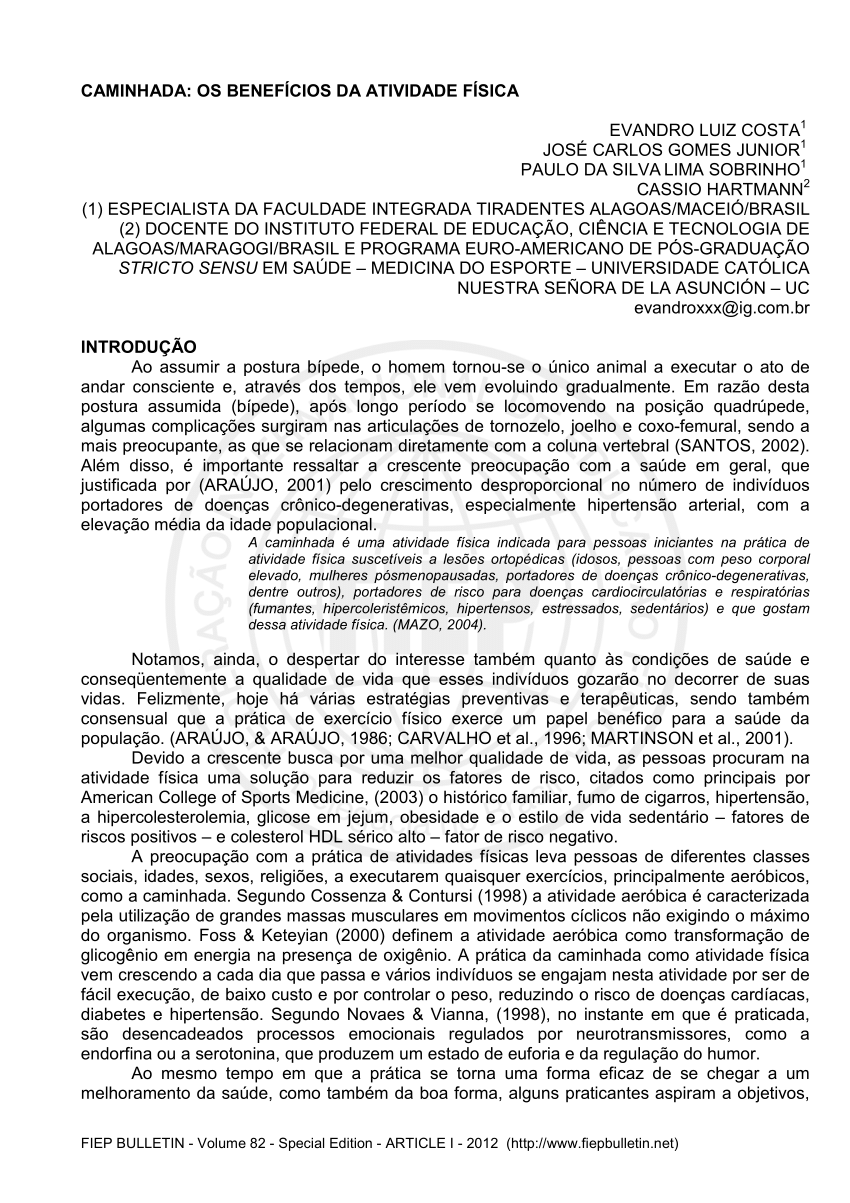 PDF) «Fisiologia da inatividade», um novo paradigma para entender os  efeitos benéficos da prática regular de exercício físico em doenças  metabólicas