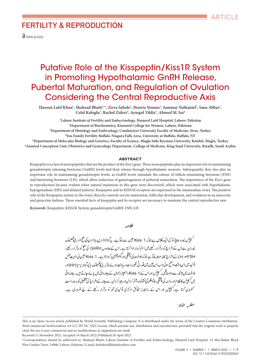 Pdf Putative Role Of The Kisspeptinkiss1r System In Promoting Hypothalamic Gnrh Release 5720