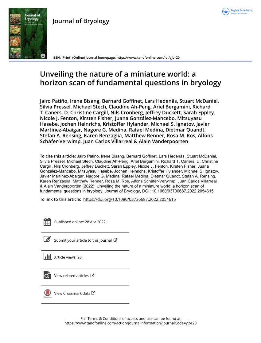 (PDF) Unveiling the nature of a miniature world: a horizon scan of fundamental questions in bryology