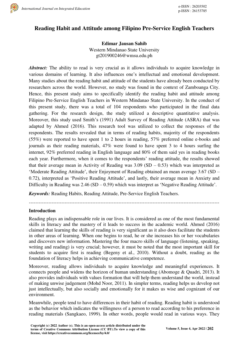 thesis about reading habits in the philippines