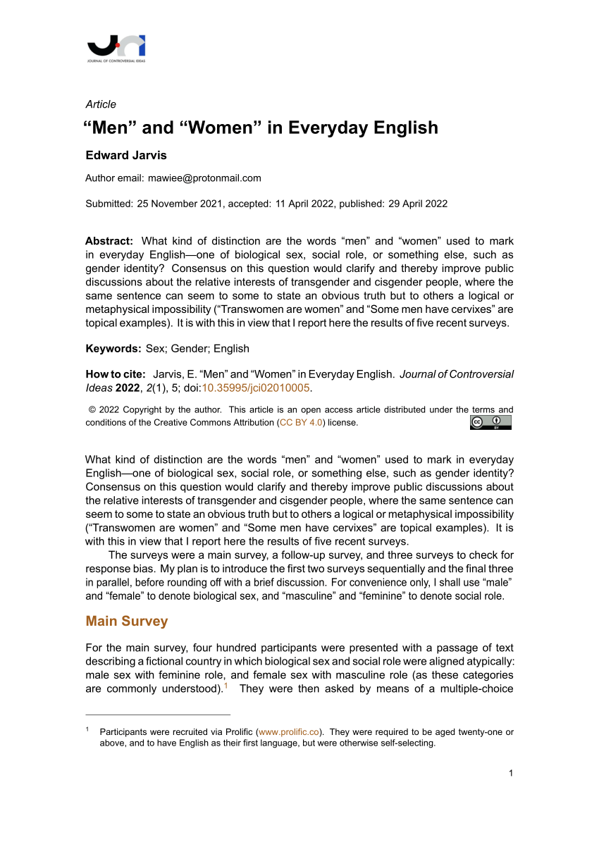 PDF) “Men” and “Women” in Everyday English