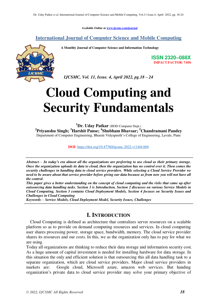 research papers on security in cloud computing