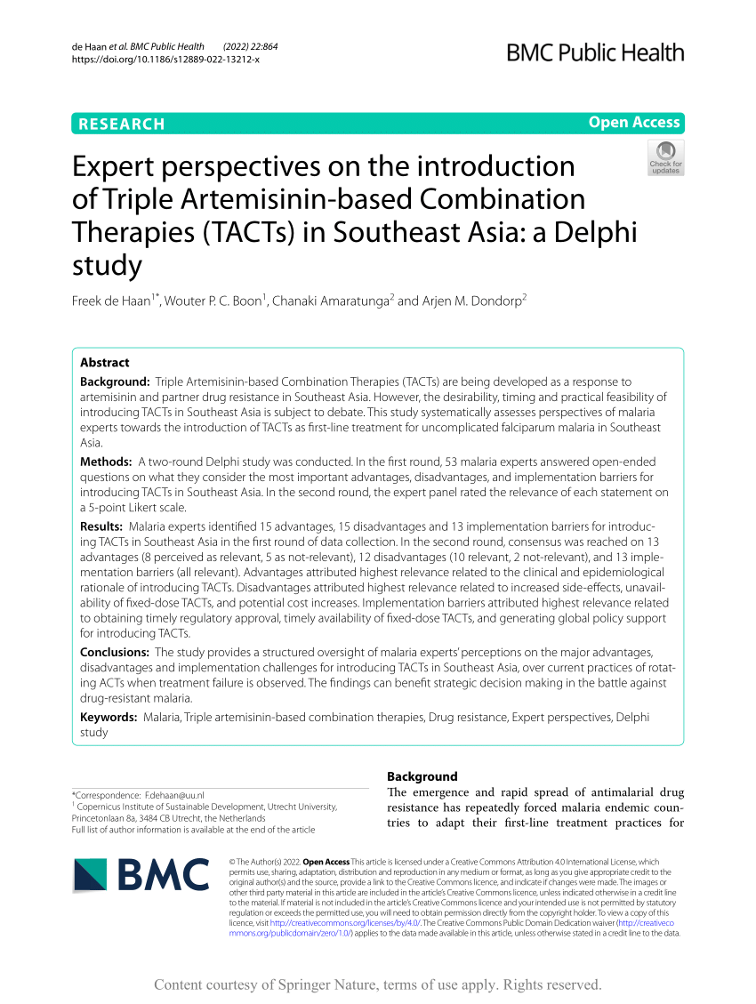 Triple artemisinin-based combination therapy (TACT): advancing malaria  control and eradication efforts, Malaria Journal