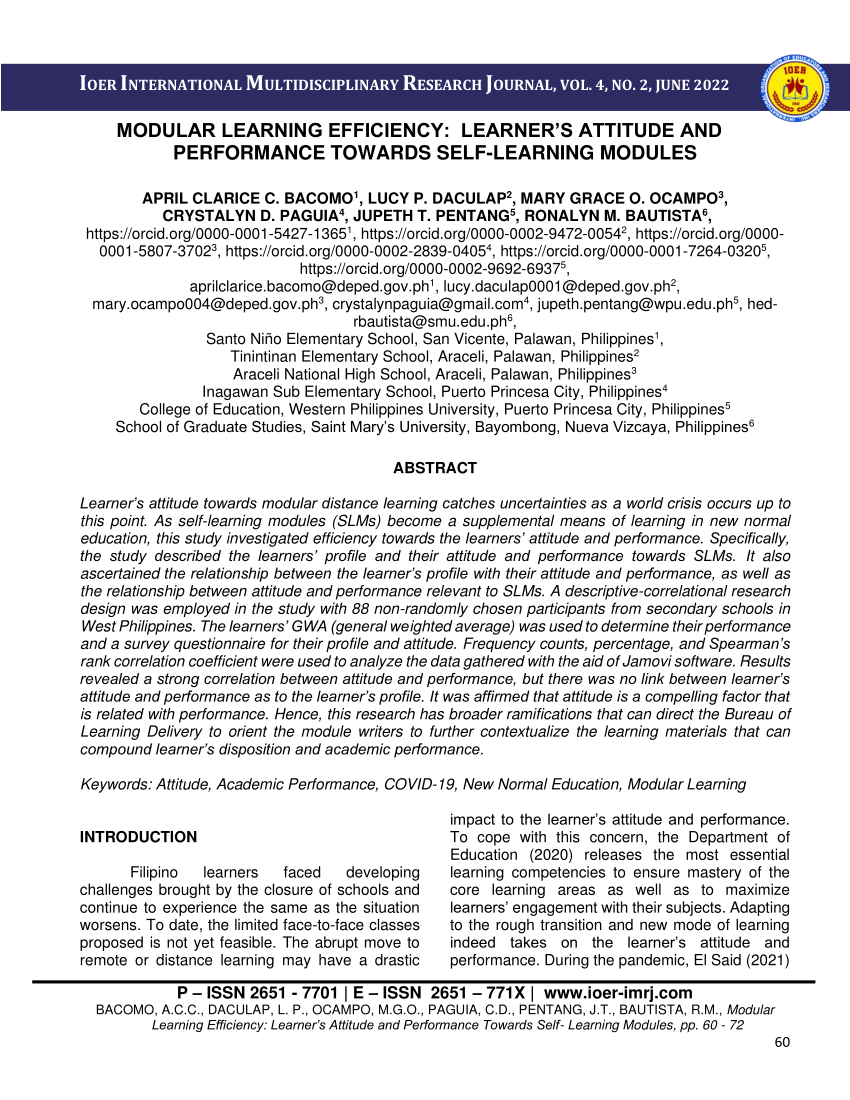 sample of research paper about modular learning