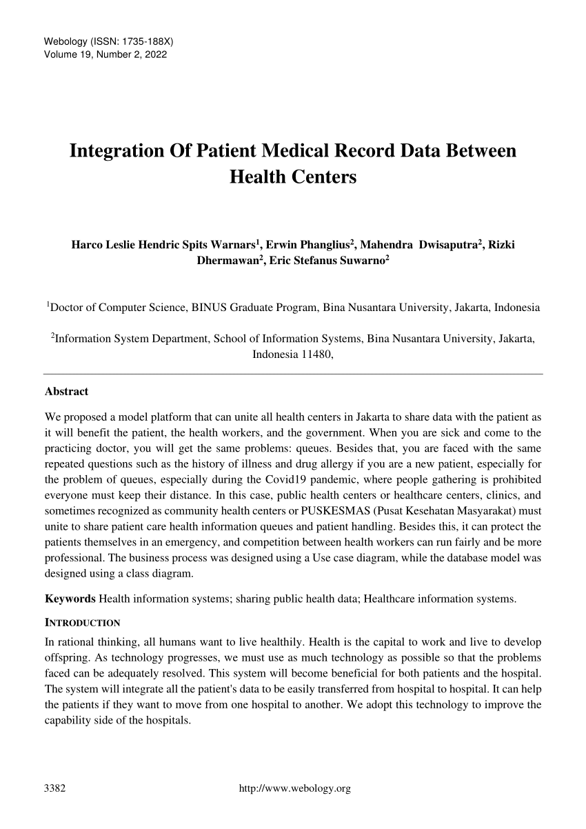 PDF Integration Of Patient Medical Record Data Between Health Centers